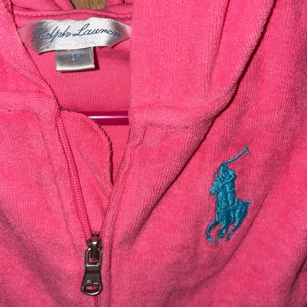 Ralph Lauren size 12 months pink with blue polo, sign, sweatshirt